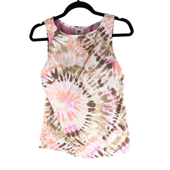 Lands End Chlorine Resist High Neck UPF 50 Modest Tankini Top Pink Tie Dye 8 - Picture 1 of 4